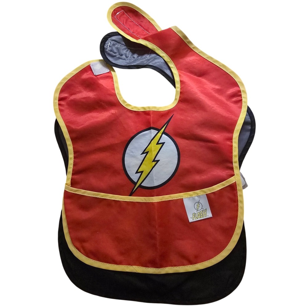 DC Comics Batman and The Flash Baby Bib Set Superhero Mealtime 2 Pack